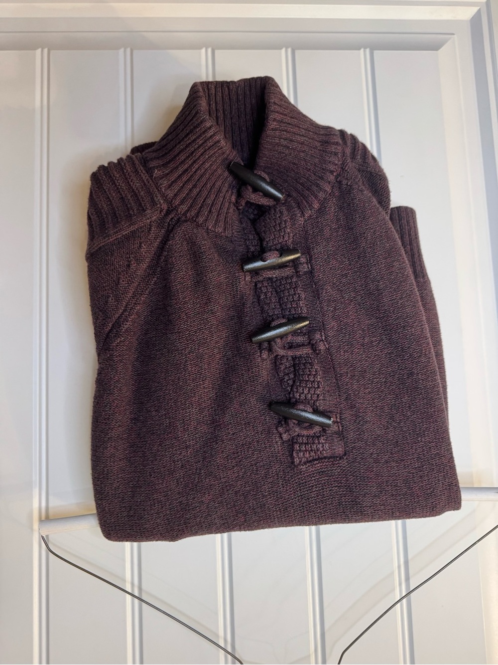 Men's Outpost Toggle Sweater Pullover - Dark Burgundy/ wine 💯 cotton Large